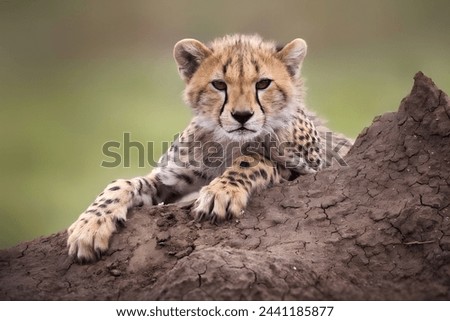 African cheetah sitting on a hill (not made by ai)