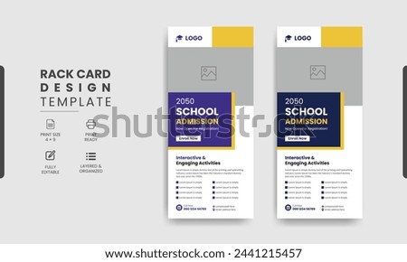 Back to school admission study college education kids promotion banner rollup dl flyer rack card template design, School Education Rack Card Design Template For Kids, Junior School Admission Dl Flyer Royalty-Free Stock Photo #2441215457