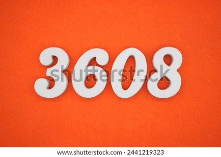 Orange felt is the background. The numbers 3608 are made from white painted wood.