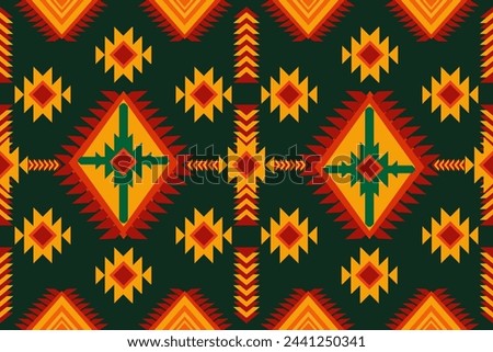 Southwestern Navajo patterns featuring triangles, zigzags, diamonds and stepped motifs 
characteristic of traditional Southwestern Native American tribal for textiles and decor fashion and product