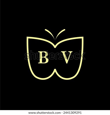 BV Initials Luxury Butterfly logo Vector illustration