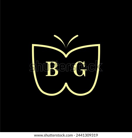 BG Initials Luxury Butterfly logo Vector illustration