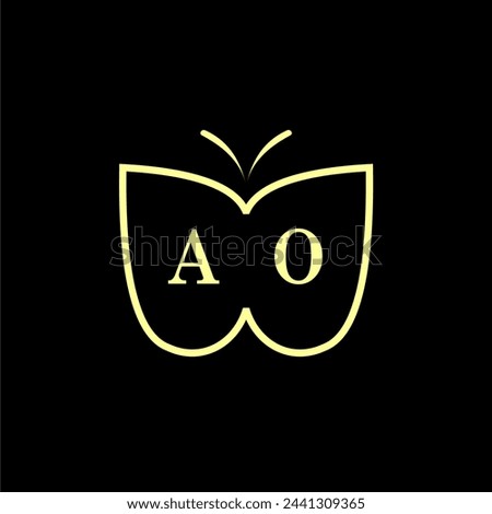 AO Initials Luxury Butterfly logo Vector illustration