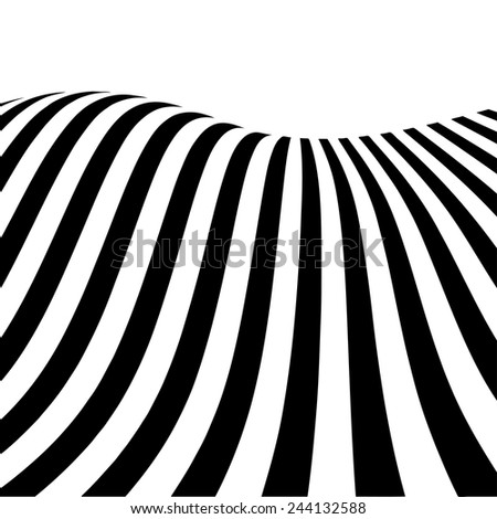 Abstract black and white striped curved background