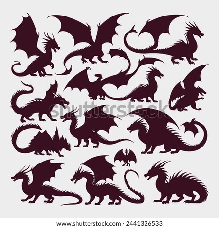 flat design dragon silhouette collection