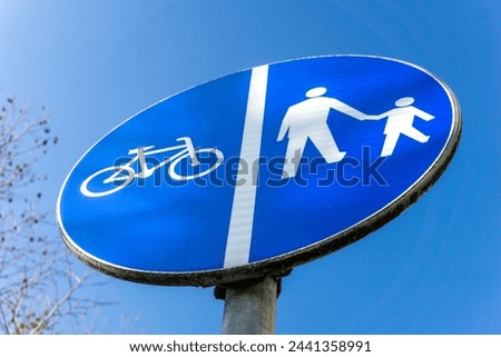 Polish road sign - bicycle path and sidewalk