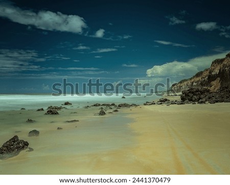 Long exposure photography of a deserted beach.