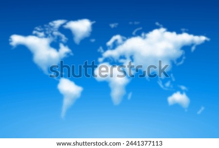 World map of fluffy clouds. Vector illustration. Global colors Royalty-Free Stock Photo #2441377113