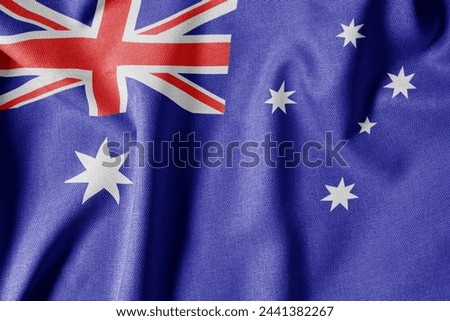 National Flag on Textured Fabric Background. Silk textured flag, realistic wave and flag look. HM  Flag of Heard Island and McDonald Islands