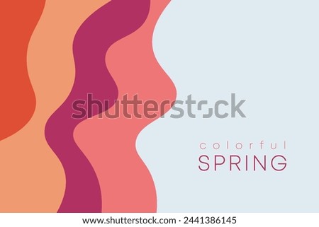 Spring background with paper waves and seacoast for banner, invitation, poster or web site design. Paper cut style,