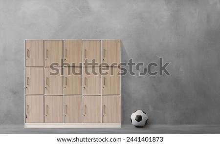 Lockers in the gym with soccer balls