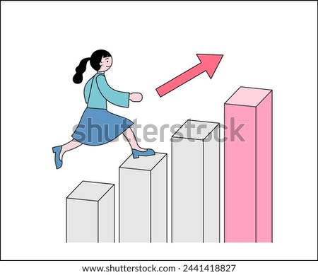 Clip art of woman stepping up
