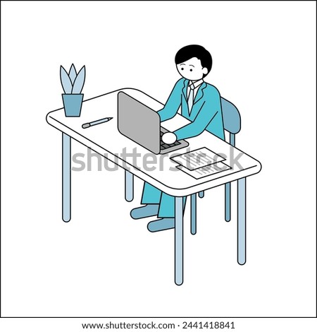 Clip art of man working at desk