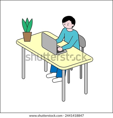 Clip art of man working at desk