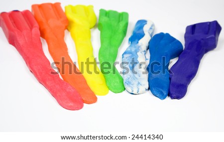 Seven strips from plasticine, colors of a rainbow