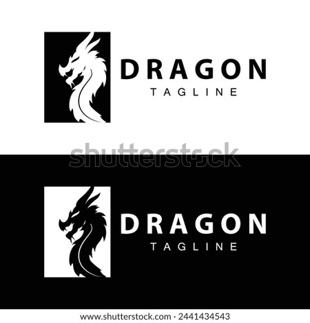 Black silhouette design simple dragon logo animal legend template illustration