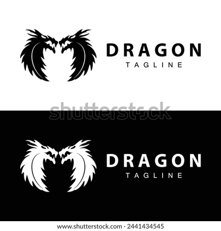 Black silhouette design simple dragon logo animal legend template illustration