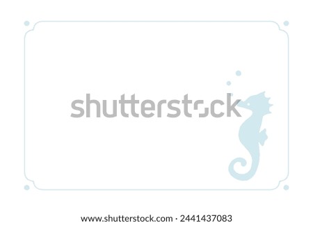 Clip art of seahorse and light blue frame