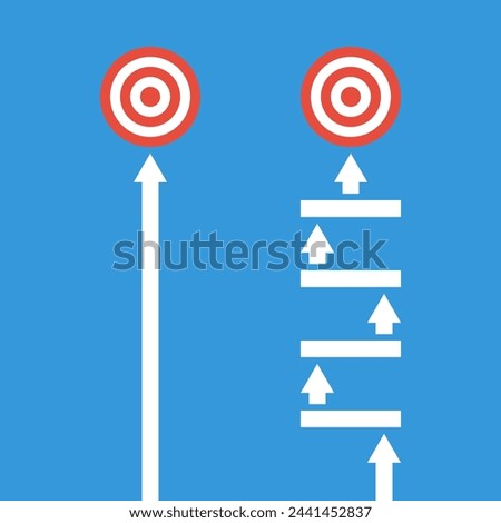 Easy and hard ways to business goal. Two different path infographics. Step by step personal career plan. Old and new alternative direction. Royalty-Free Stock Photo #2441452837