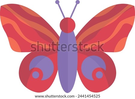 Adorable Butterfly Illustration with Flat Cartoon Design. Isolated Vector on White Background.