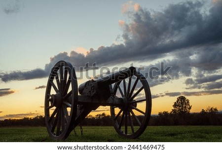 Civil War Cannons at Manassas National Battlefield Park located in Prince William County, Virginia, USA Royalty-Free Stock Photo #2441469475