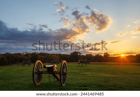 Civil War Cannons at Manassas National Battlefield Park located in Prince William County, Virginia, USA Royalty-Free Stock Photo #2441469485