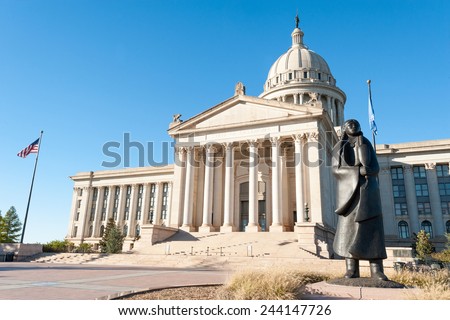 State Capitol in Oklahoma city, capital of Oklahoma state, USA Royalty-Free Stock Photo #244147726