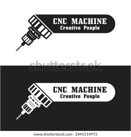 CNC Lathe machine Logo Computer Numerical Control modern 3D cutting technology design manufacturing industry cutting. This logo is ideal for cnc cutting maschines, woodworking industry, and similar. Royalty-Free Stock Photo #2441514973