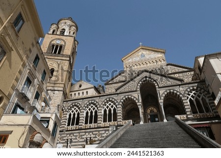 Steps up to the Duomo Cattedrale Sant' Andrea in Amalfi, Amalfi Coast (Costiera Amalfitana), UNESCO World Heritage Site, Campania, Italy, Mediterranean, Europe Royalty-Free Stock Photo #2441521363
