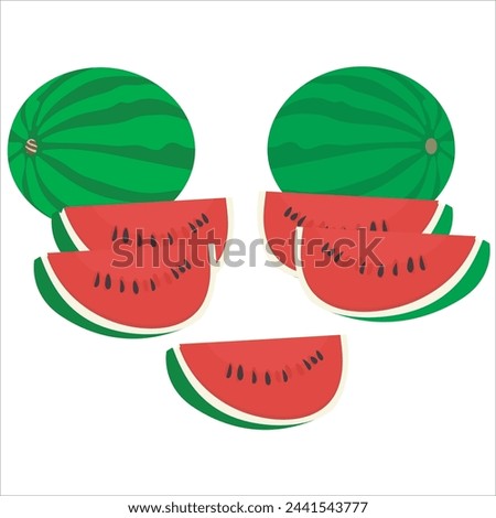 A large watermelon with sweet red flesh. Royalty-Free Stock Photo #2441543777