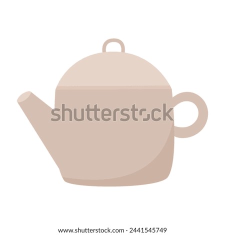 Ceramic teapot for brewing tea and herbal infusions. Home kitchen utensils, clip art. Hand drawn kettle, flat style, vector graphics