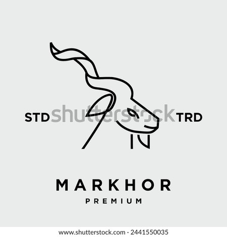 Markhor head animal logo design inspiration template
