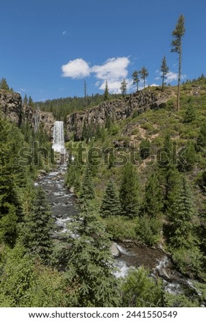 Tumalo Falls, a 97-foot waterfall on Tumalo Creek, in the Cascade Range west of Bend, Oregon, United States of America, North America