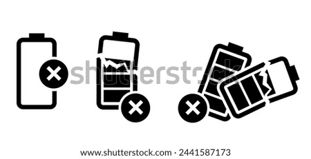 Empty alkaline, battery acid, leaking batteries. Electrical voltage warning. Dangerous batteries warning sign or icon. Batterie leak symbol. Safety, broken old battery. No toxic fumes. Charge lavel.