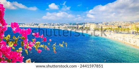 waterfront of Nice with beach and sea, cote dAzur, France, Royalty-Free Stock Photo #2441597851