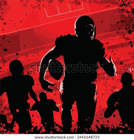 Football sports vector silhouette red background