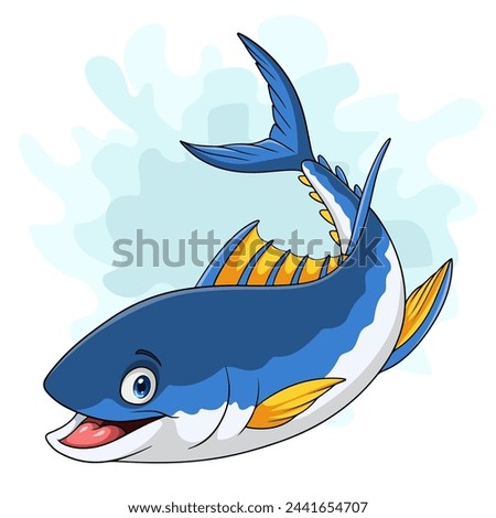 Cartoon tuna fish on white background