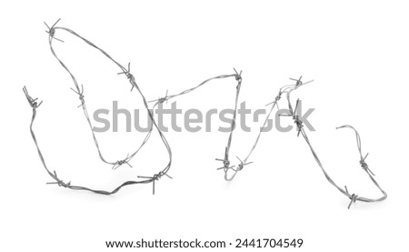 Shiny metal barbed wire isolated on white Royalty-Free Stock Photo #2441704549