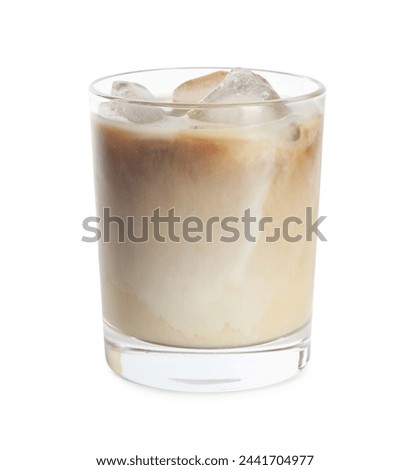 Iced coffee with milk in glass isolated on white