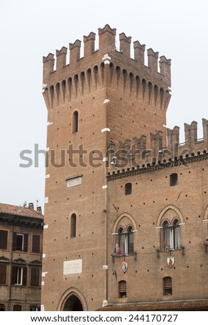Ferrara (Emilia-Romagna, Italy): medieval palace with tower