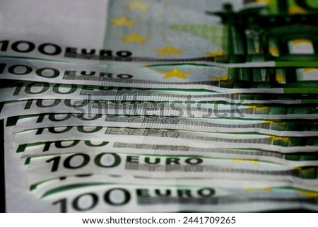 EURO money banknotes, detail photo of EUR. European Union currency Royalty-Free Stock Photo #2441709265