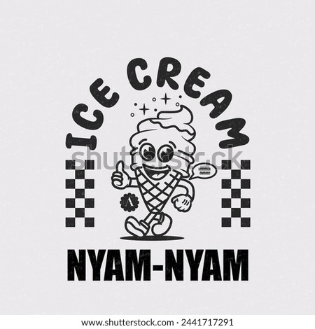 ICE CREAM cartoon mascot retro