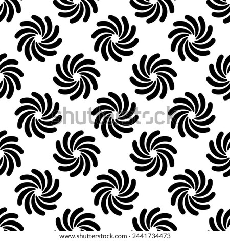 Small black abstract round flowers isolated on white background. Monochrome floral seamless pattern. Vector simple flat graphic illustration. Texture.