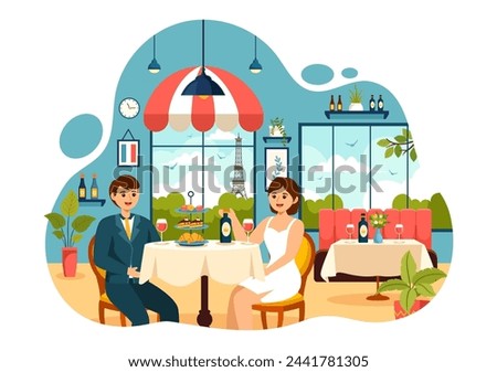 French Cuisine Restaurant Vector Illustration with Various Traditional or National Food Dish of France on Flat Style Cartoon Background