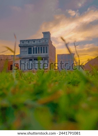 sunset picture , sky white, sunset in a building
