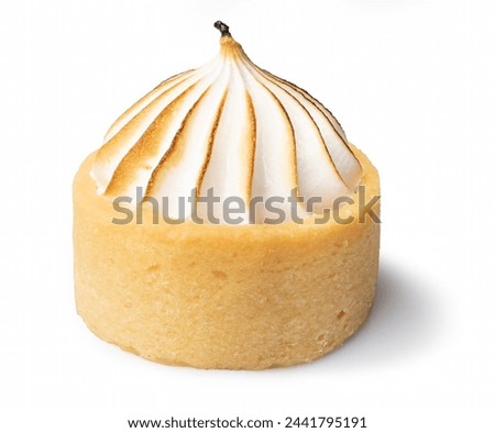 Mini lemon meringue tart, sweet and tangy lemon curd filling on White Background With clipping path.