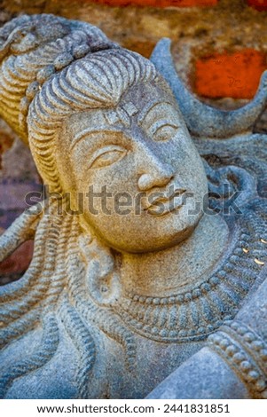 "Shiva, one of the main deities of Hinduism, whom Shaivites worship as the supreme god. Among his common epithets are Shambhu (“Benign”), Shankara (“Beneficent”), Mahesha (“Great Lord”), and Mahadeva" Royalty-Free Stock Photo #2441831851
