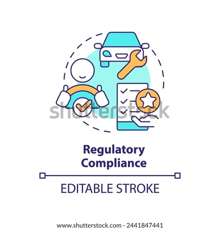 Regulatory compliance multi color concept icon. Industry standards, regulation policy. Round shape line illustration. Abstract idea. Graphic design. Easy to use in infographic, presentation Royalty-Free Stock Photo #2441847441