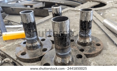 Pipe and flanges are welded by Tig welder in Bangalore workshop 