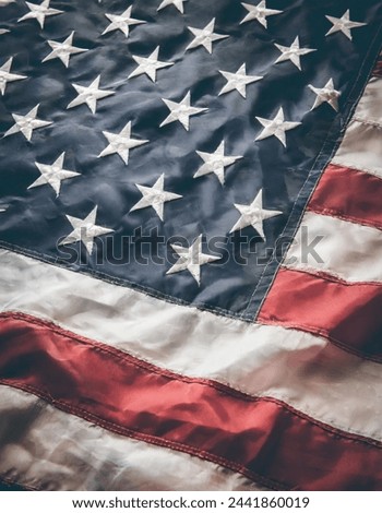 American Flag Wave Close Up for Memorial Day or 4th of July red white and blue, presidential republican democrat election, United states of america, stars and stripes concept